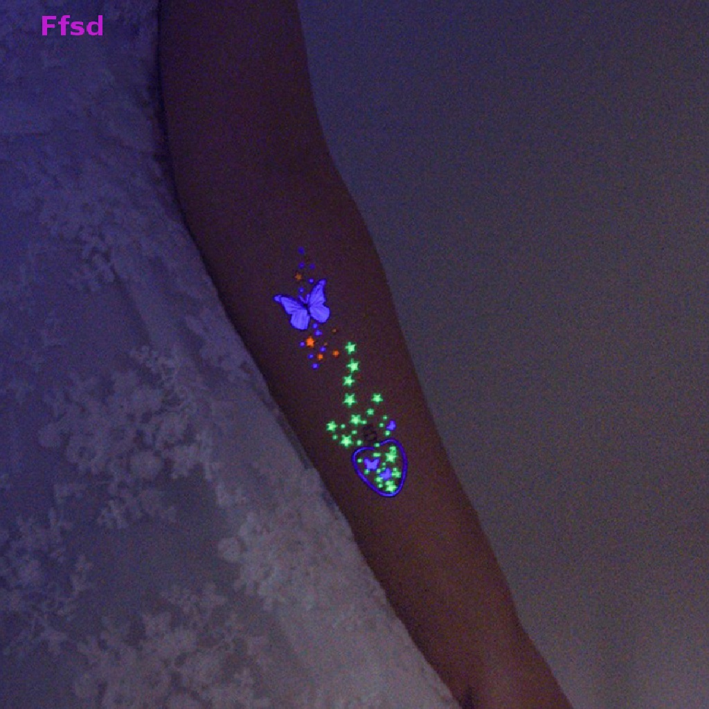 {Ffsd} Hình Xăm Dán Tạm Thời Chống Thấm Nước Phát Quang Cá Tính * Bán Chạy