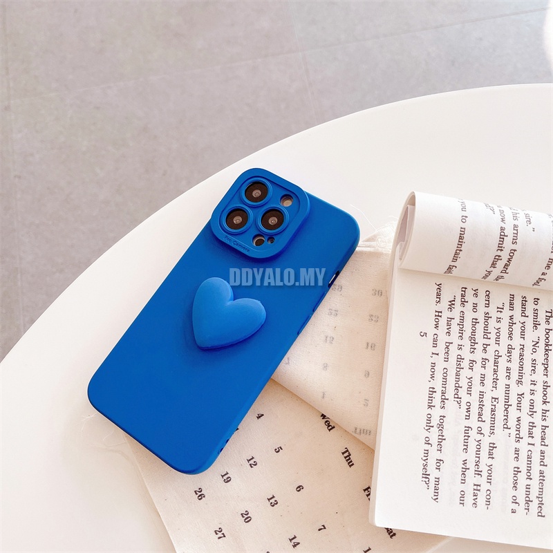 Ốp điện thoại xanh lam phối trái tim cho Samsung A31 A51 A71 A22 M22 M32 A32 A52 A52S A72 A12 M12 4G 5G