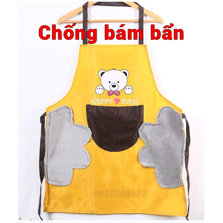 Tạp dề nấu ăn có túi đựng, có chỗ lau tay chống nước, chống dầu mỡ, chống bám bẩn họa tiết đáng yêu