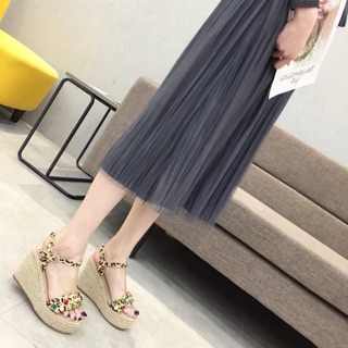 Giày sandal đế cối đính đá qccc