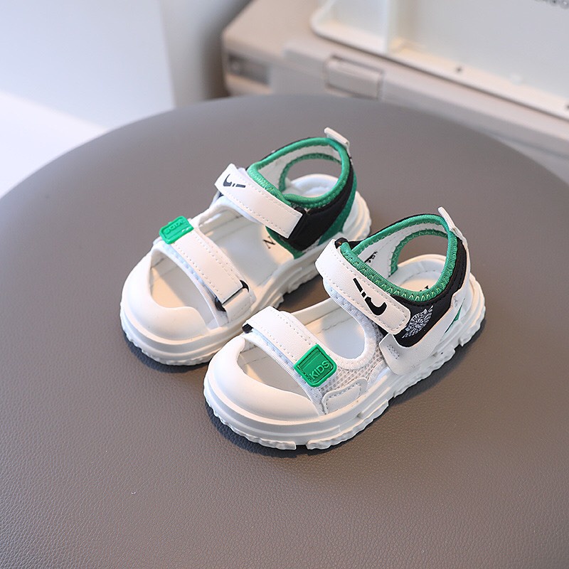 sandal bé trai - dép quai hậu cho bé gái có chống vấp  kiểu dáng thể thao QCCC jull hộp quai vải màu trắng 1987