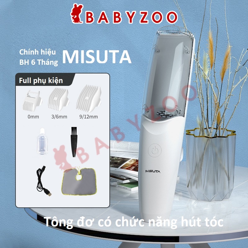 Tông đơ cắt tóc cho bé mini có hút tóc MISUTA cho trẻ em sơ sinh và cả gia đình full phụ kiện bảo hành 6 tháng Babyzoo