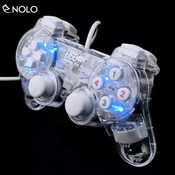 Bộ Tay Cầm Chơi Game Joypad Model M208 Cho Laptop Máy Tính Có Đèn Led Trong Suốt Có Rung Có Hỗ Trợ Win 10