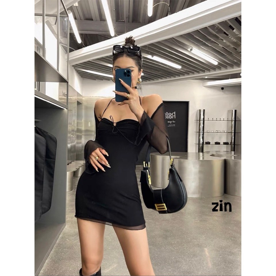 Váy lưới phối dây