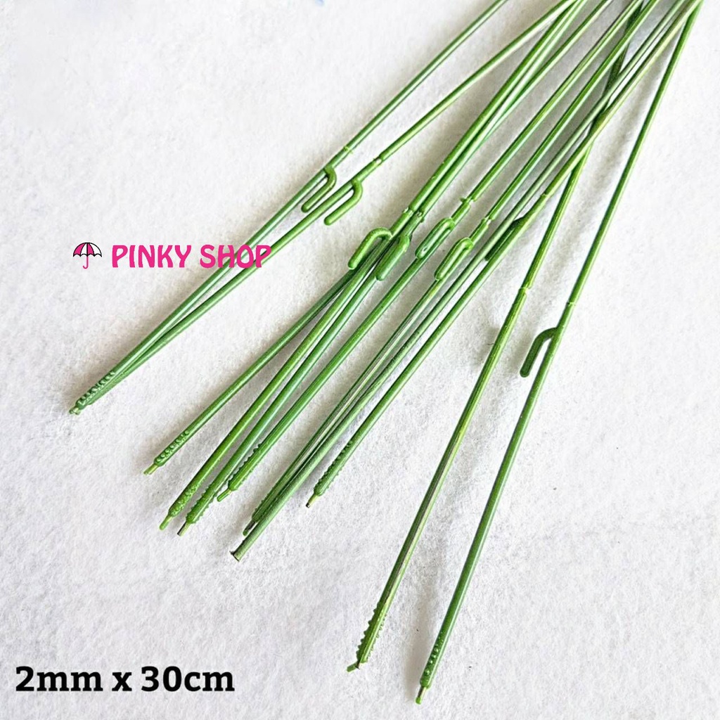 Cành kẽm làm hoa giả, bọc nhựa  cắm thân hoa hồng sáp, giấy nhún phụ kiện handmade Pinky shop mã CKLH1