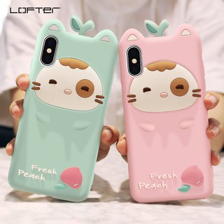 Ốp lưng điện thoại IPHONE 7P/8P, X/Xs/Xsmax, 11/11 Pro hình Mèo Fresh Peach Lofter Cao Cấp(Tặng móc đeo hình nhẫn)