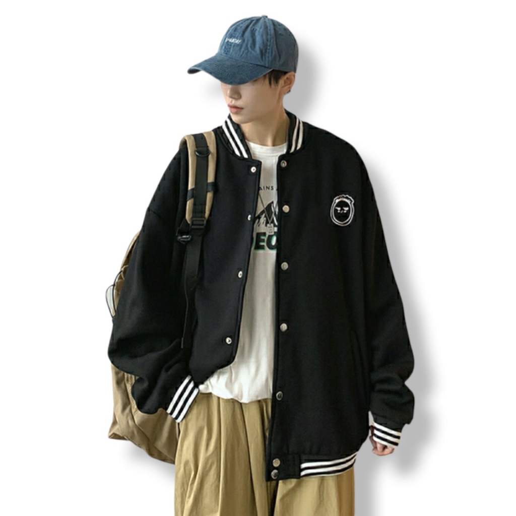 Áo khoác hoodie &amp; sweater kiểu Cardigan Nam Nữ form rộng Họa Tiết Thêu hình chất vải thun nỉ ngoại mềm mịn dễ thương - Đ