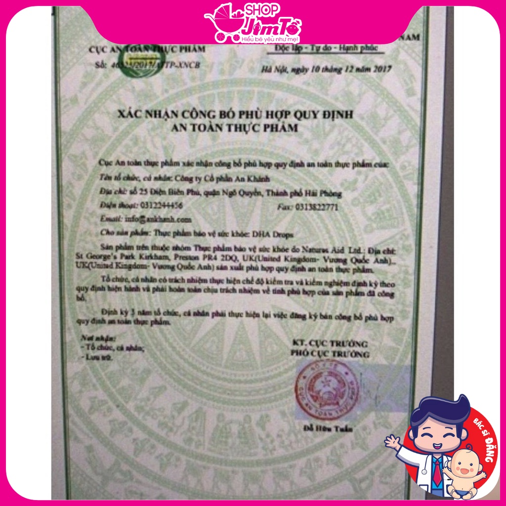 DHA Drops Natures Aid Bổ Sung DHA giúp Bé Phát Triển Trí Não Lọ 50ml