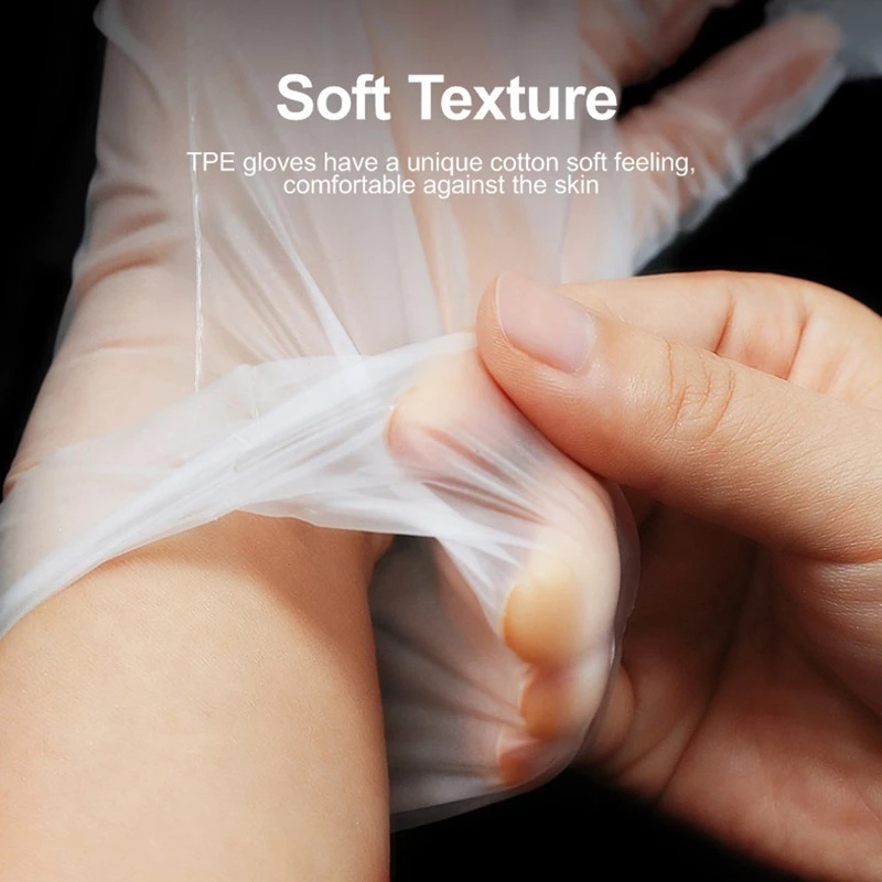Set 100 Găng Tay Nhựa TPE Dày Co Giãn Chống Dầu Dùng Một Lần Thân Thiện Với Môi Trường Dùng Trong Nhà Bếp
