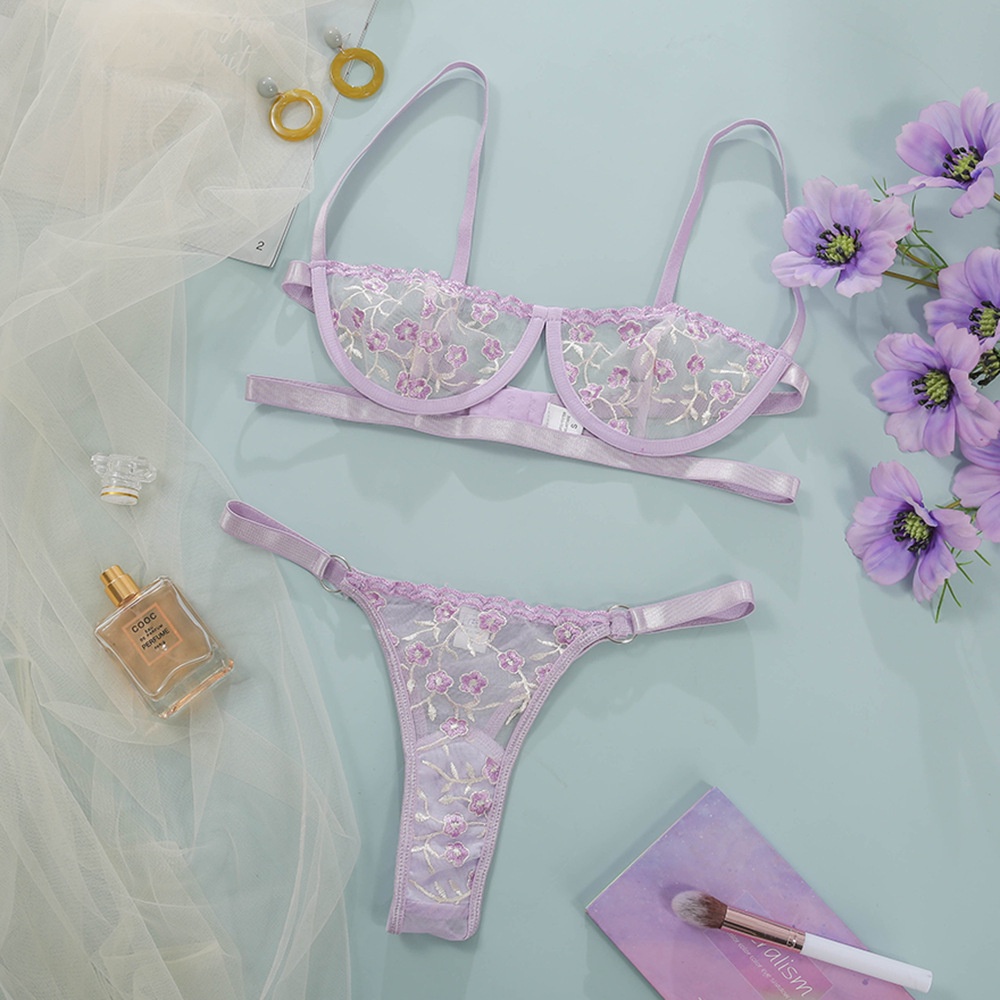 Bộ đồ lót ren DUNEA hai dây thêu họa tiết quyến rũ thời trang cho nữ