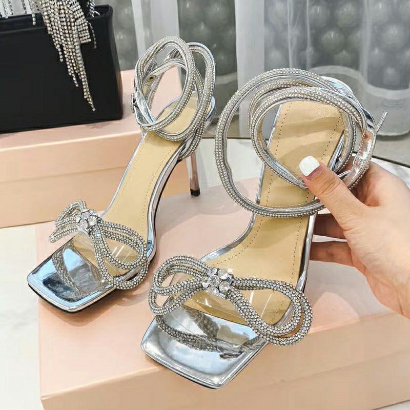 Sandal Nữ Cao Gót Đính Ngọc Lấp Lánh Tiểu Thư Sang Chảnh