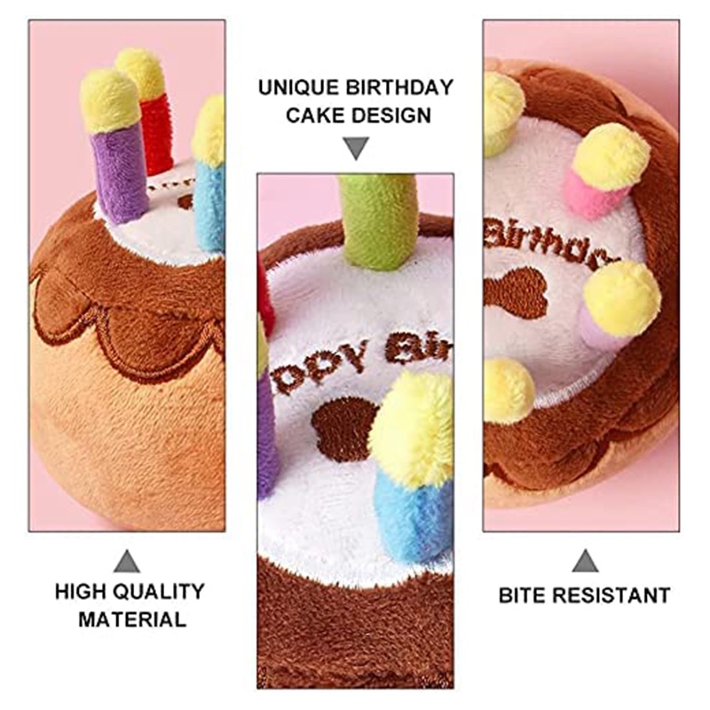 Đồ Chơi Nhồi Bông Hình Bánh Kem Sinh Nhật Dễ Thương Cho Cún Cưng