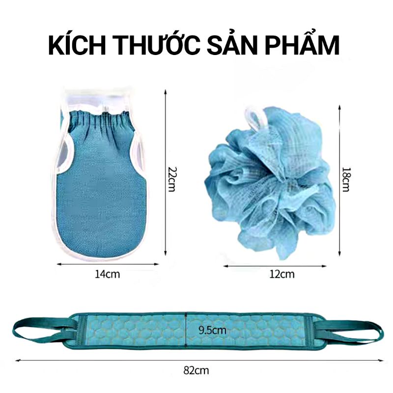 Bộ Dụng Cụ Tắm Chà Lưng 3 Món