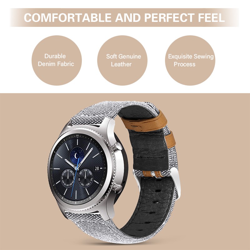 Dây Đeo Da Canvas 20mm / 22mm Cho Đồng Hồ Samsung Gear S3 S2 Sport Classic Huawei Gt 2 Samsung Galaxy Watch 42mm / 46mm