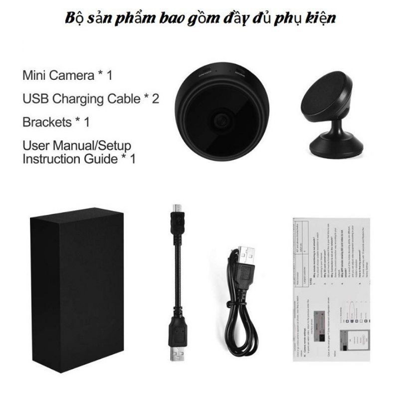 Camera giám sát mini A9 plus 2021 - kết nối wifi, quay video HD xem từ xa qua điện thoại, thẻ nhớ 32G, Bảo hành 12 tháng