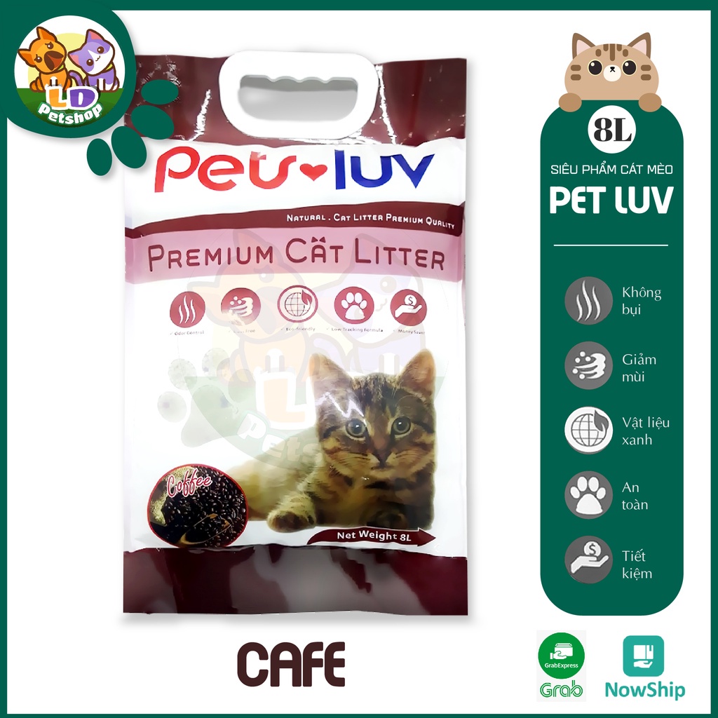 Cát vệ sinh cho mèo Pet Luv 8L-Chất lượng cao, khử mùi tốt, mùi t