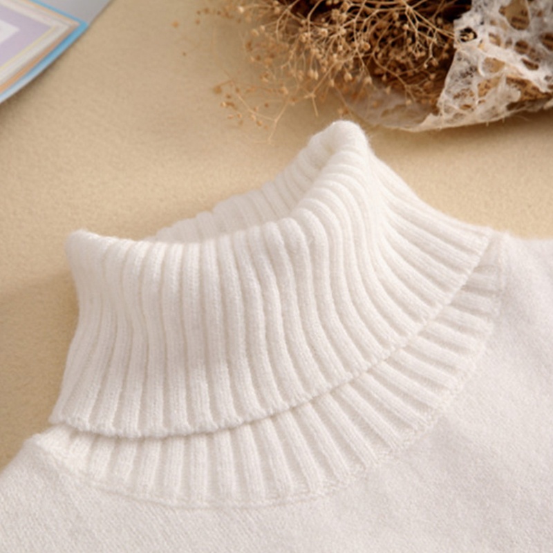 Áo len cổ lọ giả hai lớp màu trắng thời trang mùa đông cho nữ