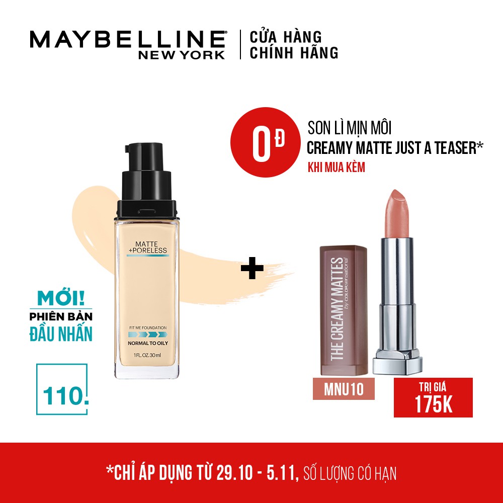 Kem nền mịn nhẹ, kiềm dầu Maybelline New York Fit Me 30ml #8