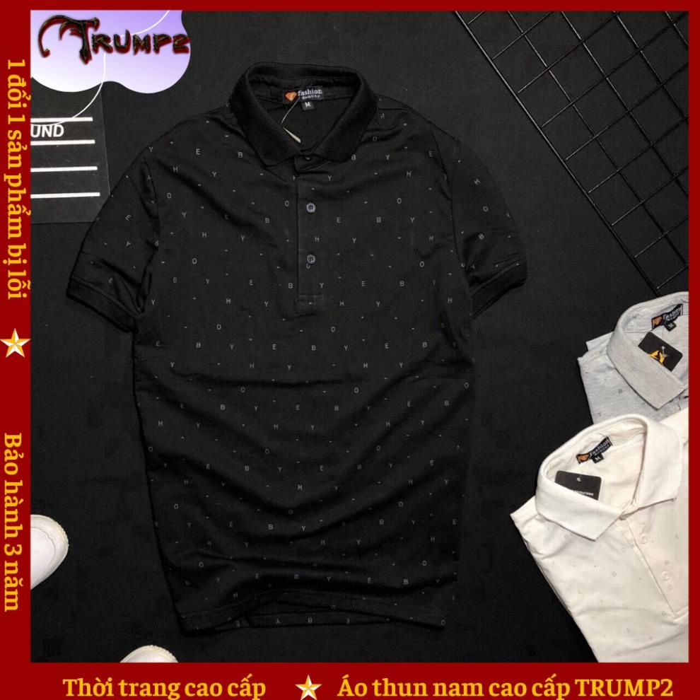 Áo Thun Nam Có Cổ 💝Giống Hình 100%💝 In Họa Tiết Chữ Cực Đẹp Hàng Xuất Khẩu - 3 Màu TRUMP2 Đẹp