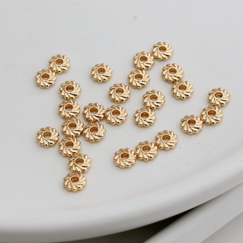 Set 50 Hạt Tròn Màu Vàng Đồng 14k 18k Làm Trang Sức Thủ Công diy