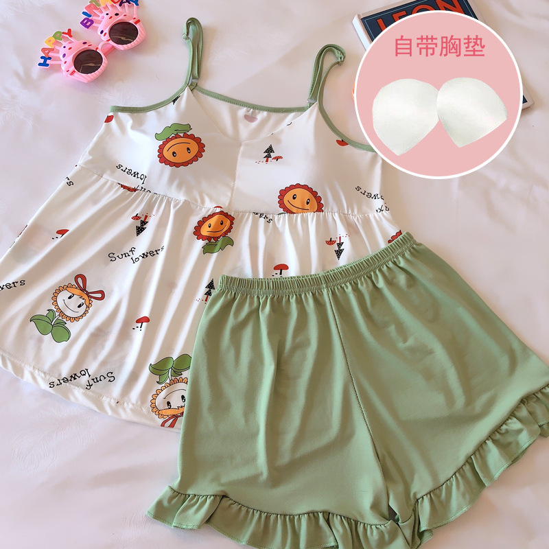 Bộ Ngủ Satin In Họa Tiết Thời Trang Hè 2021 Cho Nữ