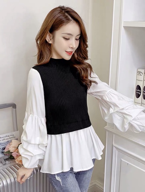 Áo Len Pha Sơ Mi Cực Sang Chảnh🎀🎀