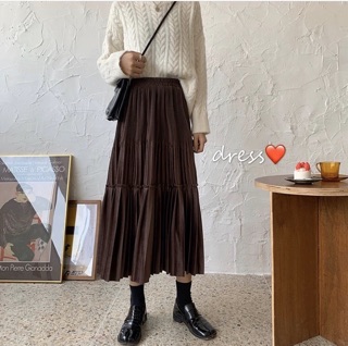 Chân váy nhung xếp ly