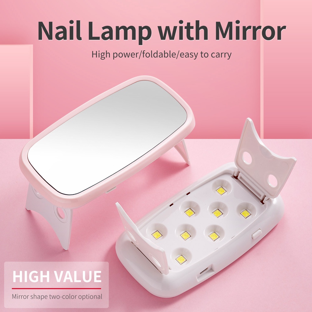Đèn LED UV LUSLUKING hong khô móng tay 8W 60S / 120S tích hợp gương trang điểm