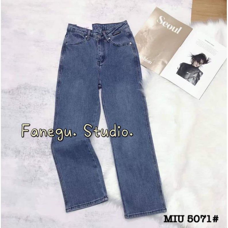 Quần jeans trơn cạp đính chữ hàng QCL1