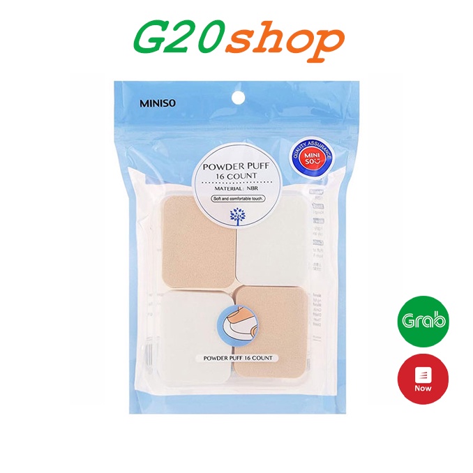 Túi 16 bông mút Miniso hình chữ nhật, mỏng nhẹ g20shop