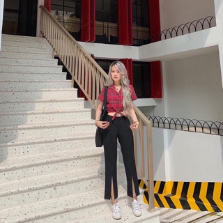 QUẦN ĐEN ỐNG LOE XẺ (KÈM HÌNH THẬT)