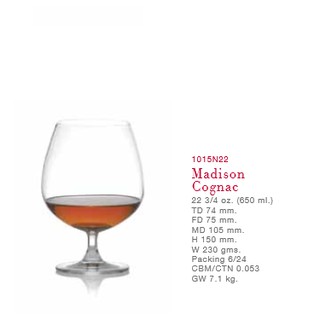 Bộ 6 Ly Rượu Mạnh Ocean Cognac 15N22 (650ml)
