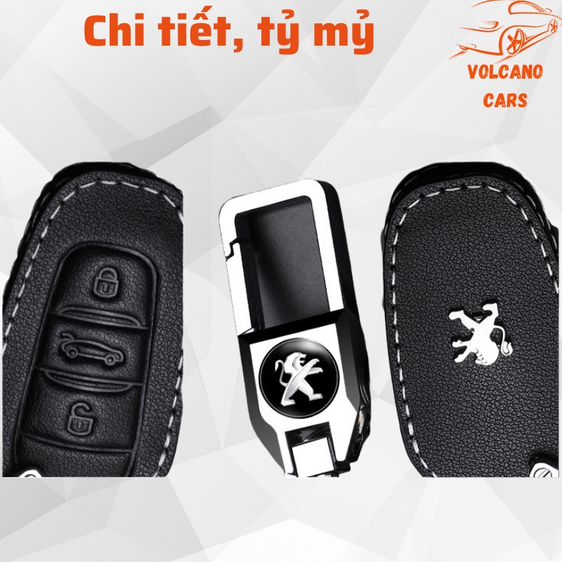 Bao da chìa khóa ô tô Peugeot bảo vệ chìa bền đẹp và chắc chắn ốp cho các loại smartkey 2008,3008,5008