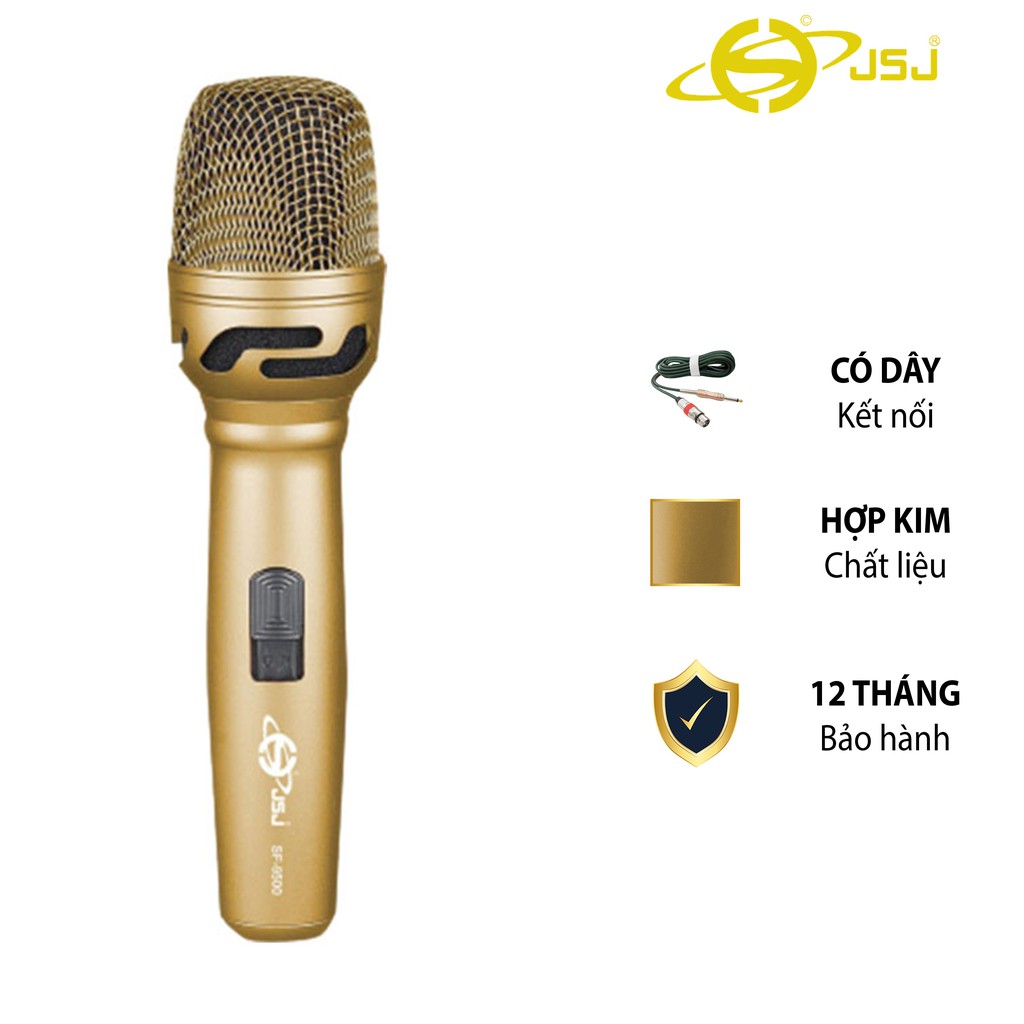 [Mã ELMS5 giảm 7% đơn 300k] Micro karaoke có dây cao cấp JSJ SF-9500 hoàn hảo từ mọi góc độ, thân kim loại được mạ vàng