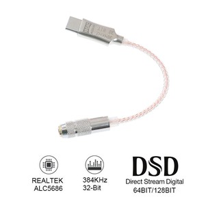 DAC USB Type-C to 3.5mm, 32bit / 384kHz, DSD 64/128 PCM, âm thanh chất lượng cho điện thoại và PC