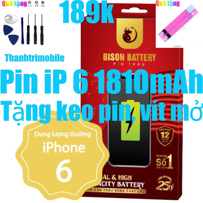 Pin iP 6 Bison dung lượng 1810mAh