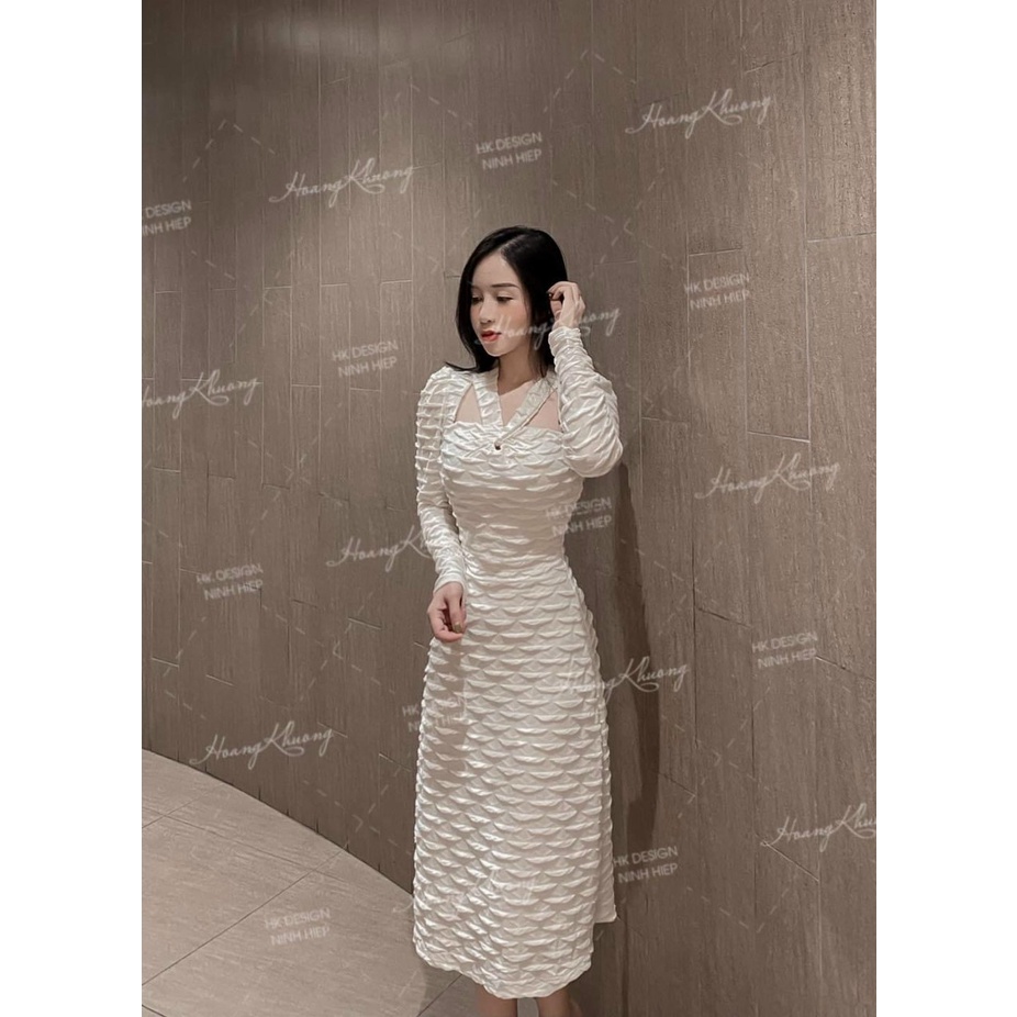 (FreeShip 2022) Đầm thiết kế dáng xòe nhẹ,đầm hotgirrl tay dài cổ cực xinh,chất đẹp có mút,lên from sang chảnh