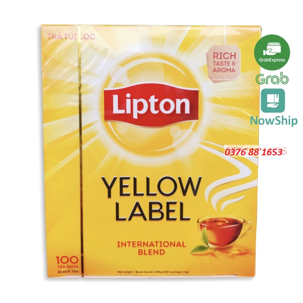 [Hoả Tốc] Trà Lipton túi lọc Yellow Label Tea 100 gói 200g Nhãn Vàng