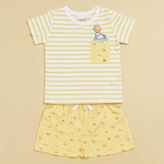 Bộ quần áo baby shark kẻ vàng chaang