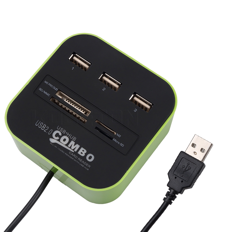 Bộ Chia Đầu Kebidumei Tích Hợp Khe Đọc Thẻ Nhớ và 3 Cổng Usb 2.0