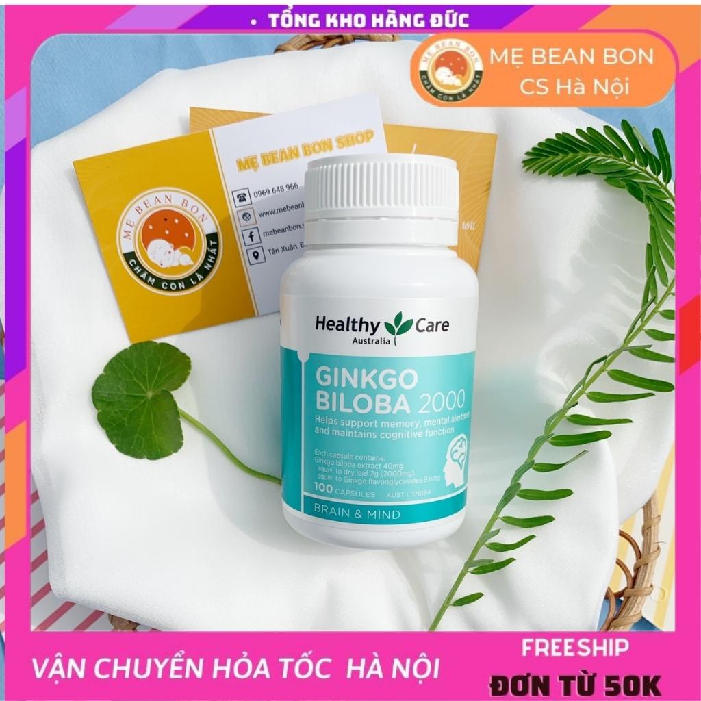 Viên uống bổ não Healthy Care Ginkgo Biloba 2000 mg Úc 100 viên giúp minh mẫn, cải thiện nhận thức trí nhớ - mẹ bean bon