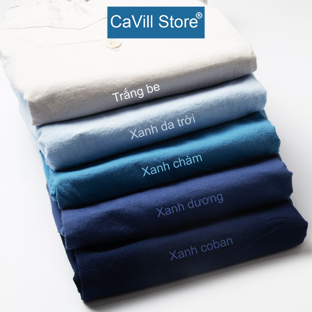 Quần short vải đũi nam, quần sooc nam XANH DA TRỜI - QDCV 08 XDT -  CAVILL Store