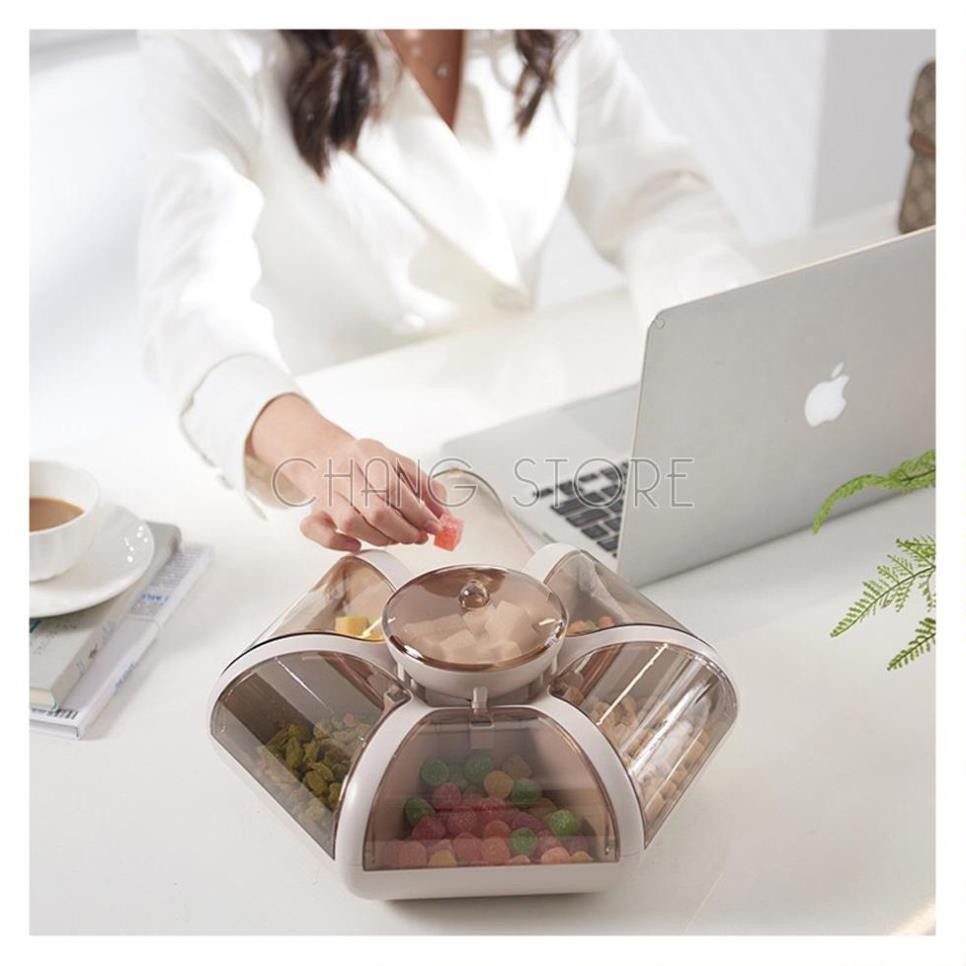 Khay mứt tết, khay mứt bánh kẹo tết hình bông hoa tự bung nắp 6 cánh độc lạ