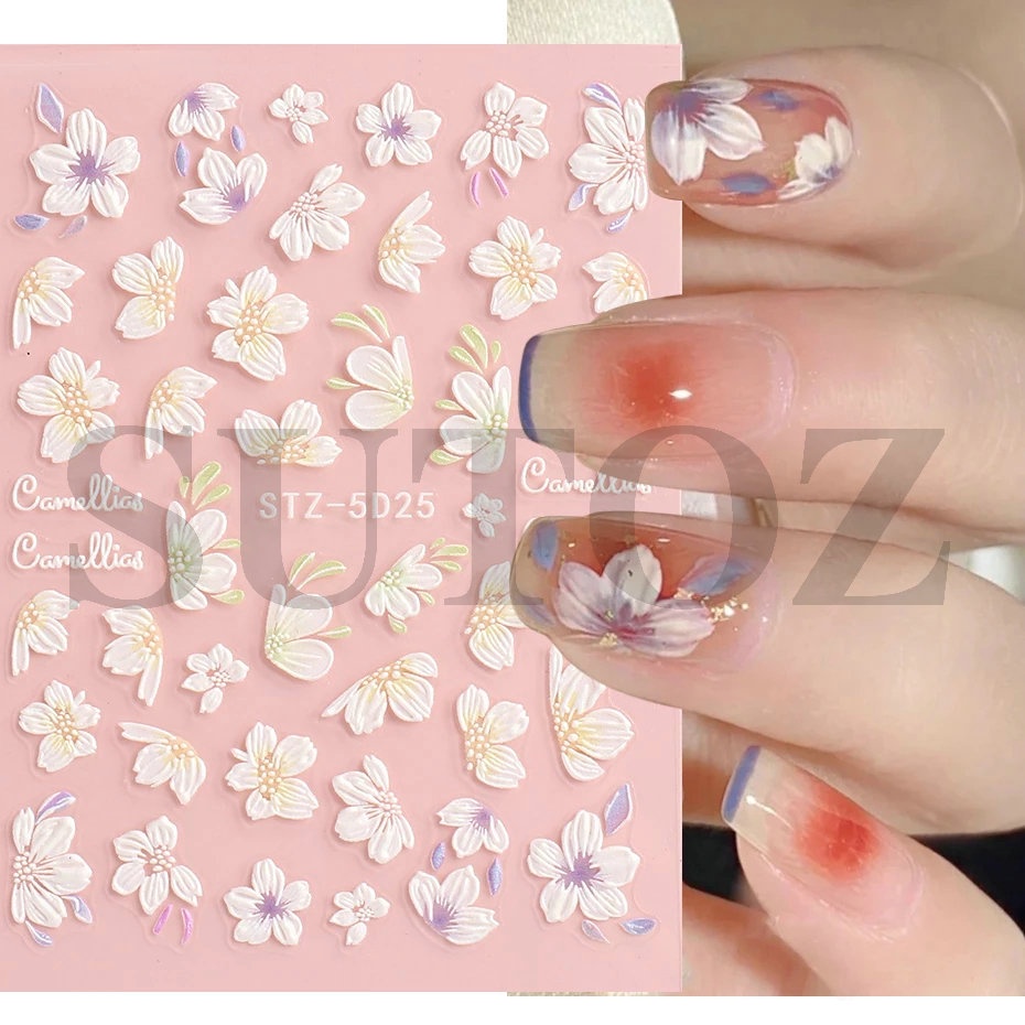 Miếng Dán Trang Trí Móng Tay 5D Hình Hoa Tulip Đẹp Mắt