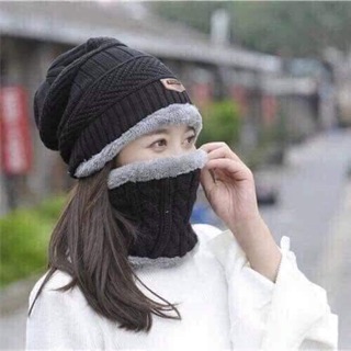 SÉT MŨ KÈM KHĂN LEN lót lông mềm ấm