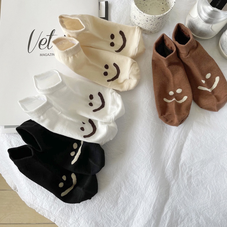 Vớ tất cổ ngắn dưới mắt cá SMILE nâu kem