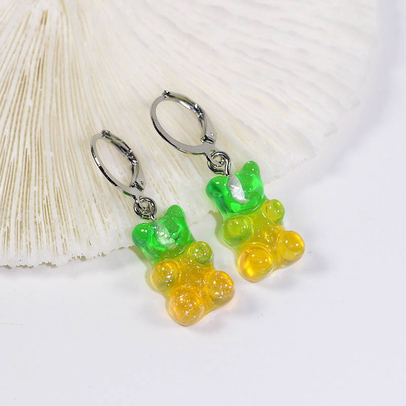 Khuyên Tai Thả Hình Gấu Hoạt Hình Màu Kẹo Gradient