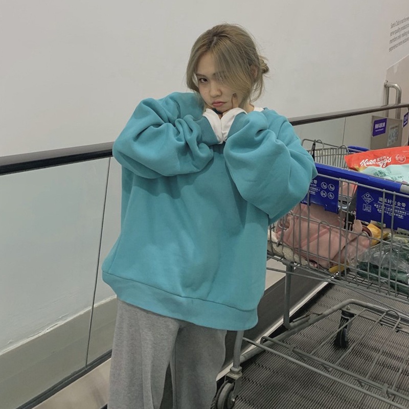 Áo Sweater Cổ Tròn Lót Nhung Thời Trang Xuân Thu | BigBuy360 - bigbuy360.vn