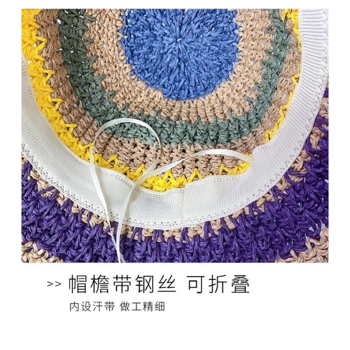Mũ cói đan nhiều màu che nắng du lịch - Maben