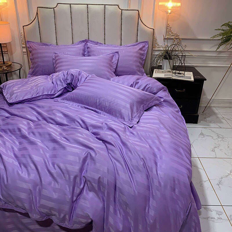 Bộ Chăn Ga Gối Khách Sạn Cotton 3F - Màu Tím